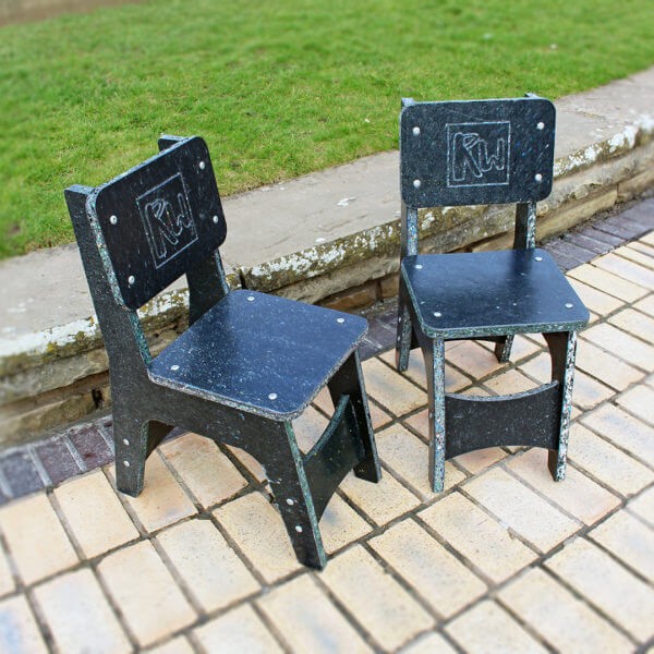 Chairs made from recycled face coverings